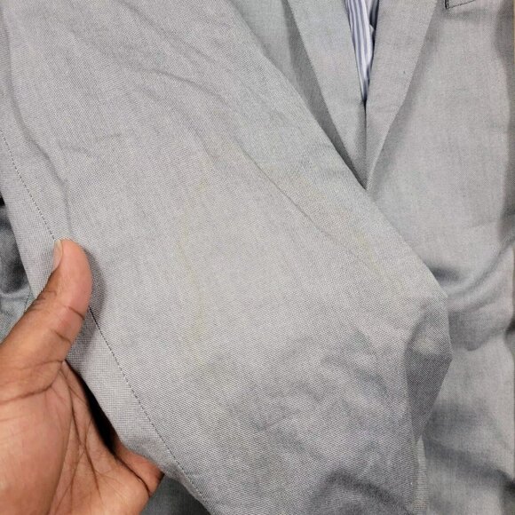 Express Blazer Mens 42R Gray Innovator Extra Slim Fit Suit Jacket Stains* - Picture 8 of 9